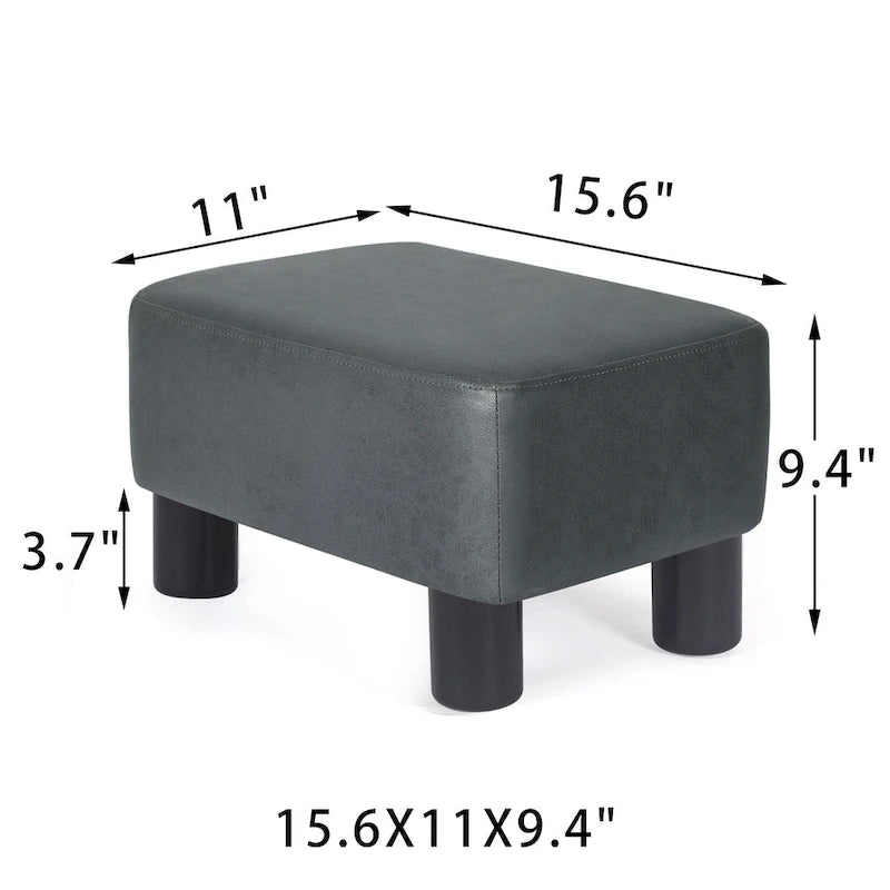 Adeco Small Footstool PU Leather Ottoman Footrest Modern Rectangular