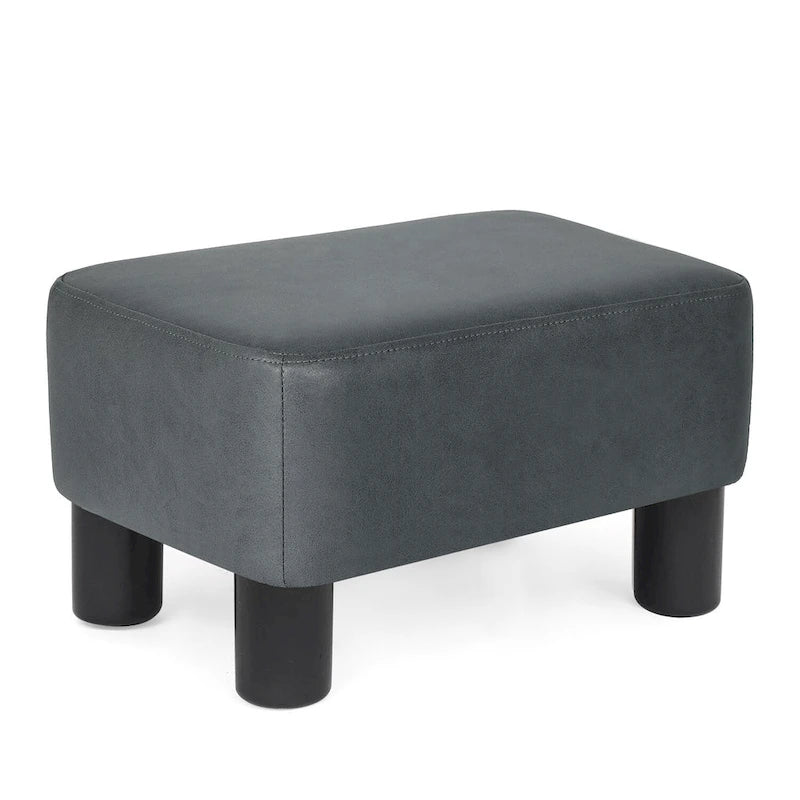 Adeco Small Footstool PU Leather Ottoman Footrest Modern Rectangular