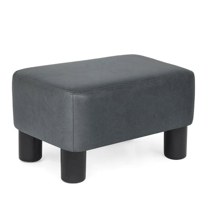Adeco Small Footstool PU Leather Ottoman Footrest Modern Rectangular