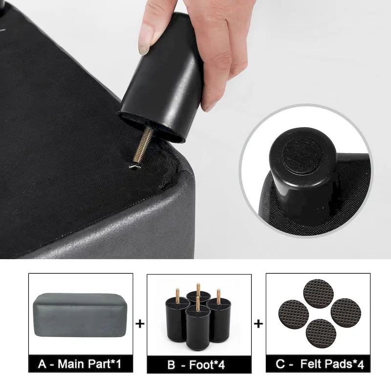 Adeco Small Footstool PU Leather Ottoman Footrest Modern Rectangular