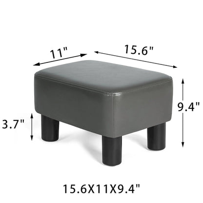 Adeco Small Footstool PU Leather Ottoman Footrest Modern Rectangular