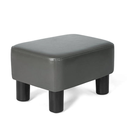 Adeco Small Footstool PU Leather Ottoman Footrest Modern Rectangular