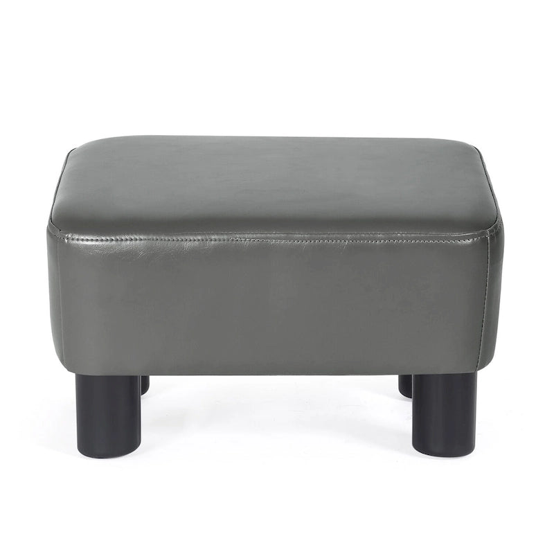 Adeco Small Footstool PU Leather Ottoman Footrest Modern Rectangular