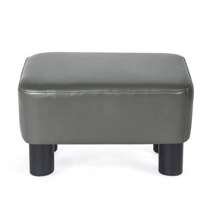 Adeco Small Footstool PU Leather Ottoman Footrest Modern Rectangular