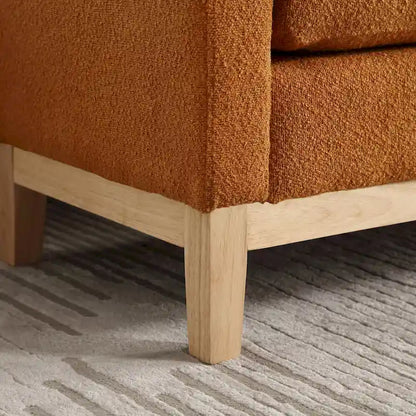 Modern Boucle Upholstered Bedroom Bench With Wood Legs,Entryway Bench