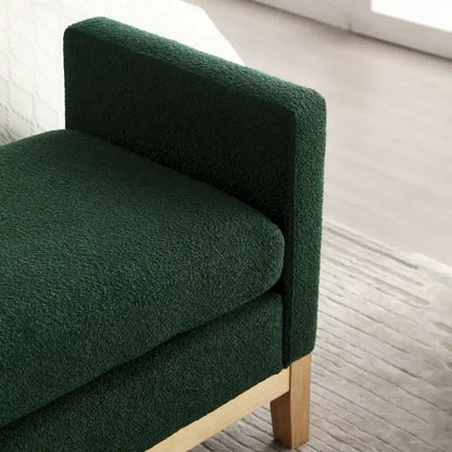 Modern Boucle Upholstered Bedroom Bench With Wood Legs,Entryway Bench