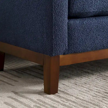 Modern Boucle Upholstered Bedroom Bench With Wood Legs,Entryway Bench