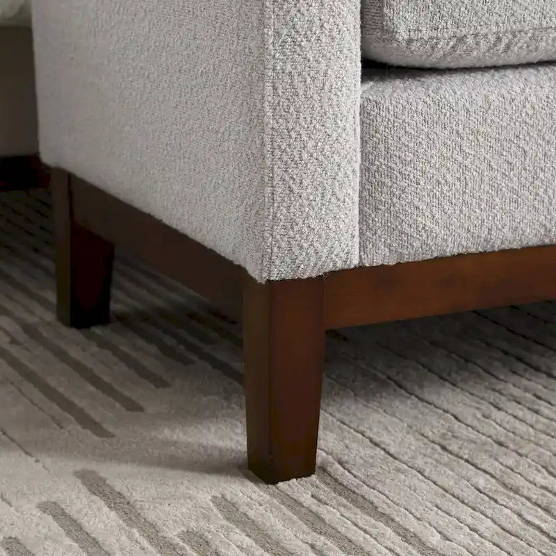 Modern Boucle Upholstered Bedroom Bench With Wood Legs,Entryway Bench