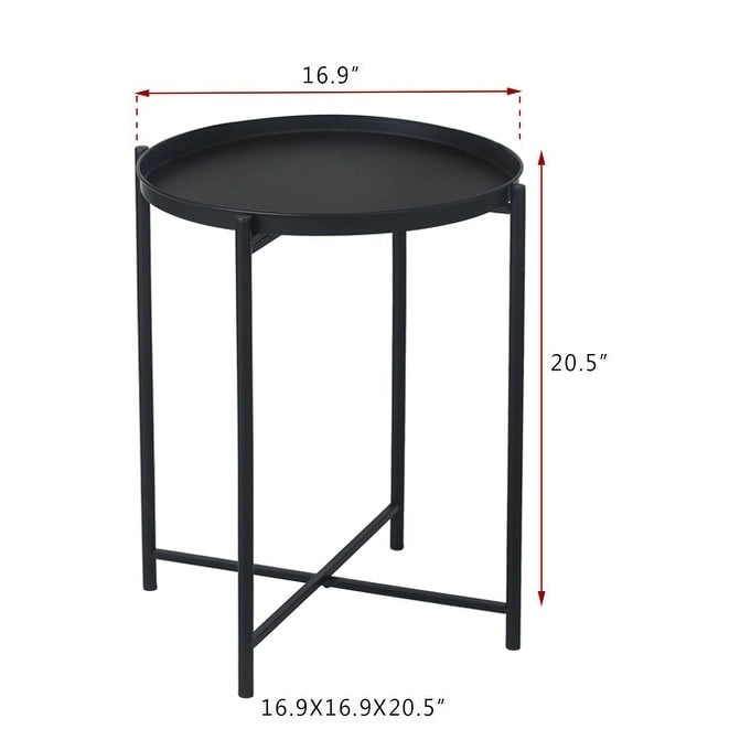 Adeco Gold End Table Metal Waterproof Snack Beside Table Accent Coffee Table - 16.9(D)x 16.9(W)x 20.5(H)
