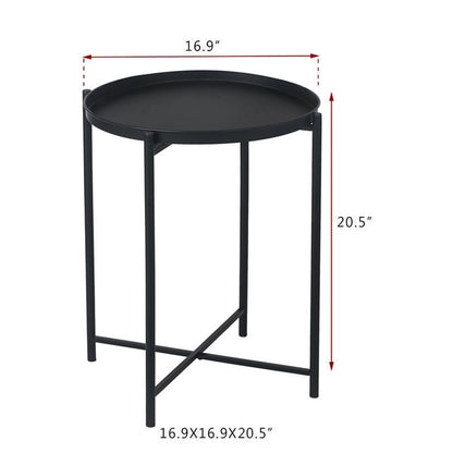 Adeco Gold End Table Metal Waterproof Snack Beside Table Accent Coffee Table - 16.9(D)x 16.9(W)x 20.5(H)