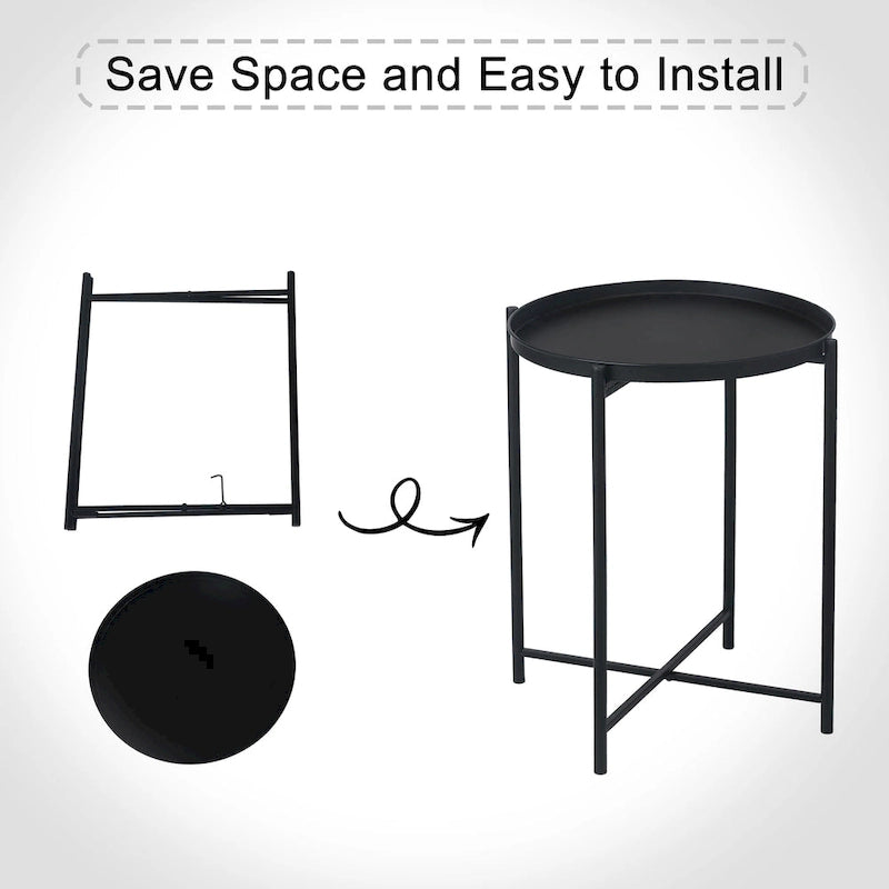 Adeco Gold End Table Metal Waterproof Snack Beside Table Accent Coffee Table - 16.9(D)x 16.9(W)x 20.5(H)