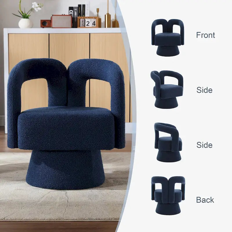 HOMEFUN Boucle Upholstered 360 Degree Swivel Cuddle Barrel Accent Chairs