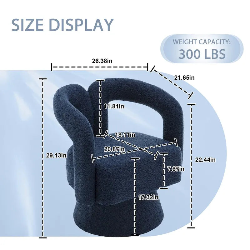 HOMEFUN Boucle Upholstered 360 Degree Swivel Cuddle Barrel Accent Chairs