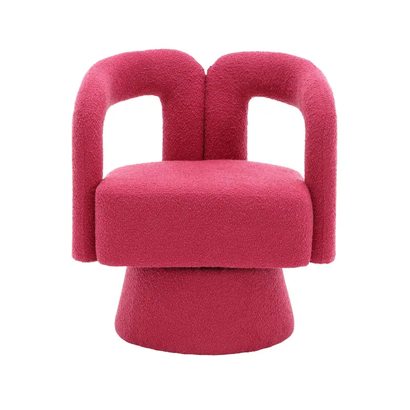 HOMEFUN Boucle Upholstered 360 Degree Swivel Cuddle Barrel Accent Chairs
