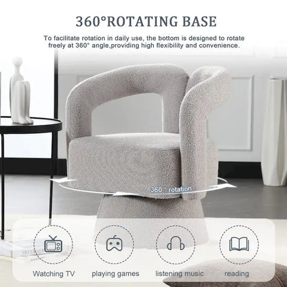 HOMEFUN Boucle Upholstered 360 Degree Swivel Cuddle Barrel Accent Chairs