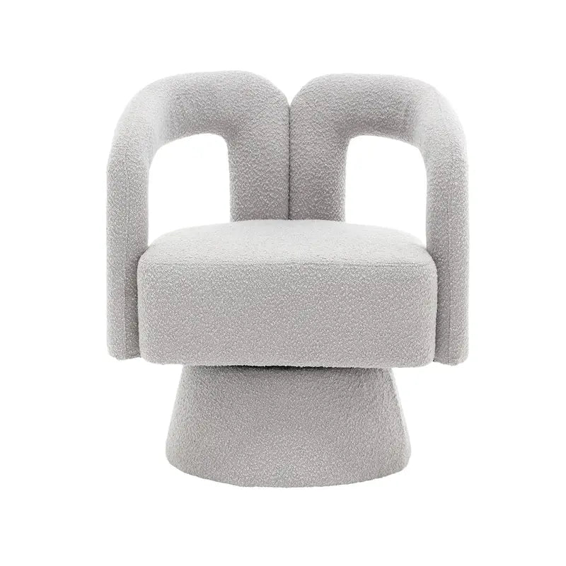 HOMEFUN Boucle Upholstered 360 Degree Swivel Cuddle Barrel Accent Chairs