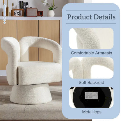 HOMEFUN Boucle Upholstered 360 Degree Swivel Cuddle Barrel Accent Chairs