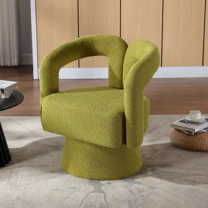 HOMEFUN Boucle Upholstered 360 Degree Swivel Cuddle Barrel Accent Chairs