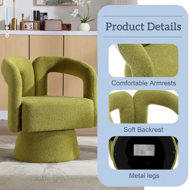 HOMEFUN Boucle Upholstered 360 Degree Swivel Cuddle Barrel Accent Chairs