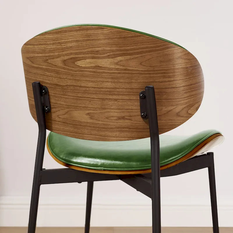 Art Leon Set of 4 Mid-century Wood and Faux Leather Dining Chairs