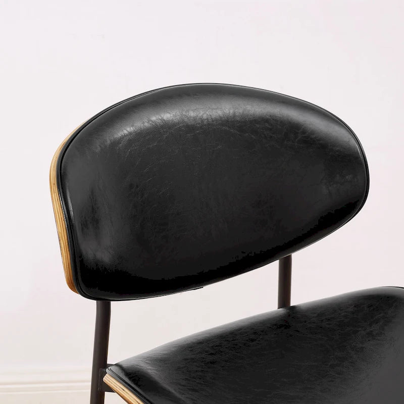 Art Leon Set of 4 Mid-century Wood and Faux Leather Dining Chairs