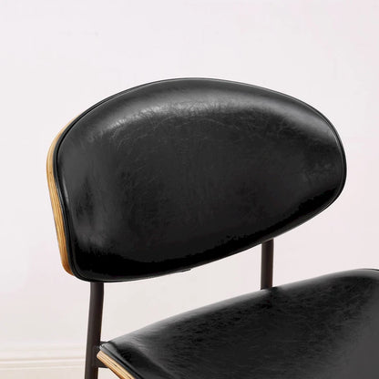 Art Leon Set of 4 Mid-century Wood and Faux Leather Dining Chairs