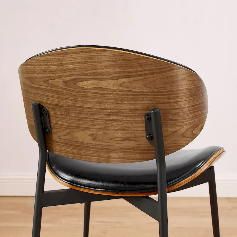 Art Leon Set of 4 Mid-century Wood and Faux Leather Dining Chairs