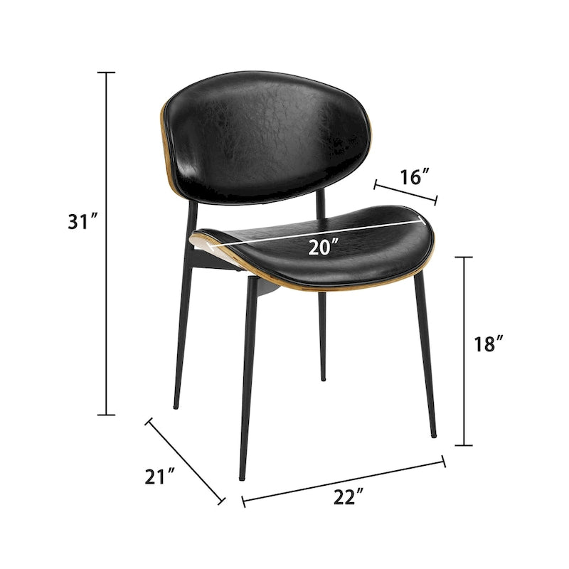 Art Leon Set of 4 Mid-century Wood and Faux Leather Dining Chairs