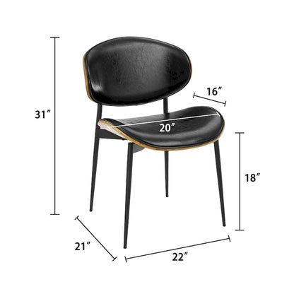 Art Leon Set of 4 Mid-century Wood and Faux Leather Dining Chairs