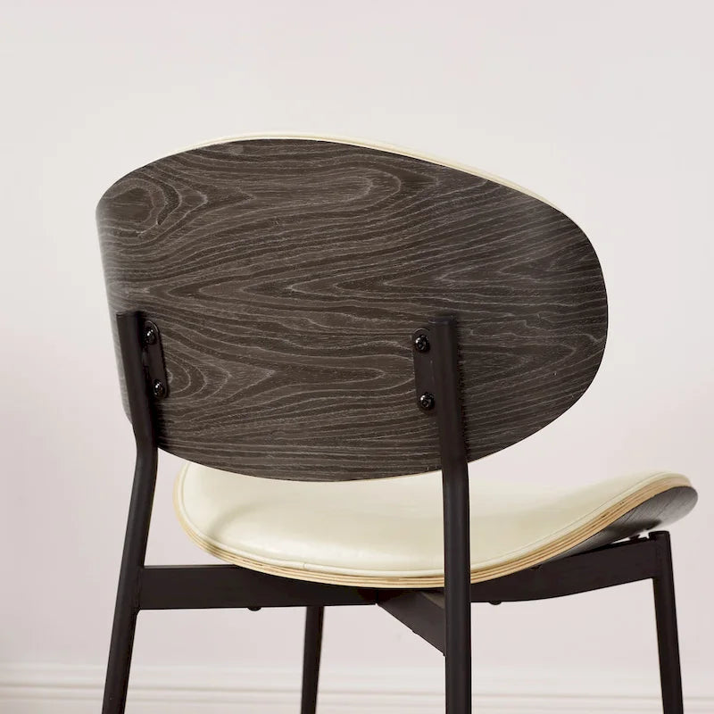 Art Leon Set of 4 Mid-century Wood and Faux Leather Dining Chairs