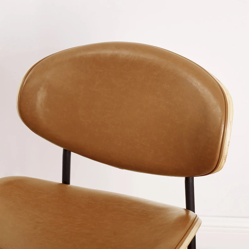 Art Leon Set of 4 Mid-century Wood and Faux Leather Dining Chairs