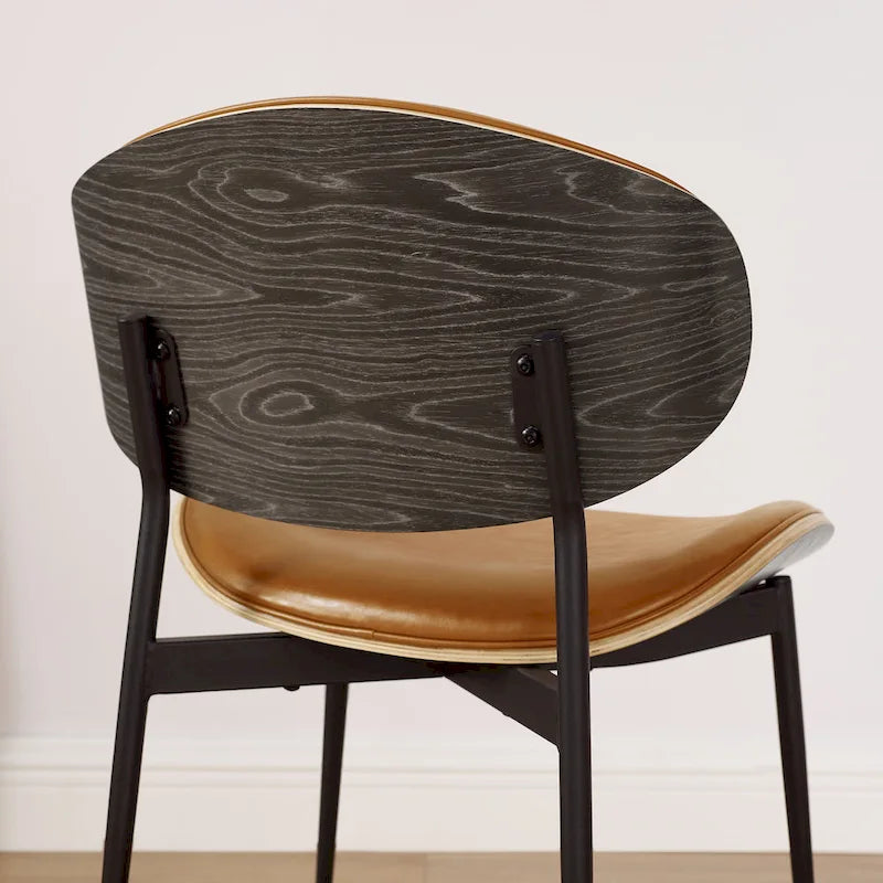 Art Leon Set of 4 Mid-century Wood and Faux Leather Dining Chairs