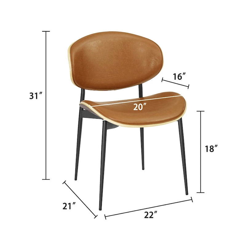 Art Leon Set of 4 Mid-century Wood and Faux Leather Dining Chairs