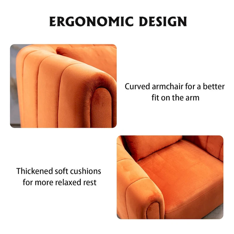 Ebello Oversize Velvet Swivel 360 Rotation Barrel Comfy Round Armchair With Plump Pillow Suitable For Living Room Bedroom