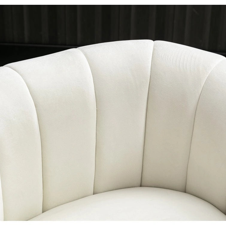 Ebello Oversize Velvet Swivel 360 Rotation Barrel Comfy Round Armchair With Plump Pillow Suitable For Living Room Bedroom