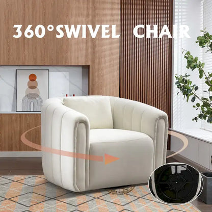 Ebello Oversize Velvet Swivel 360 Rotation Barrel Comfy Round Armchair With Plump Pillow Suitable For Living Room Bedroom