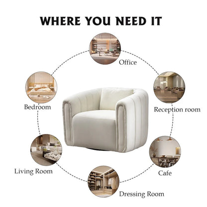 Ebello Oversize Velvet Swivel 360 Rotation Barrel Comfy Round Armchair With Plump Pillow Suitable For Living Room Bedroom