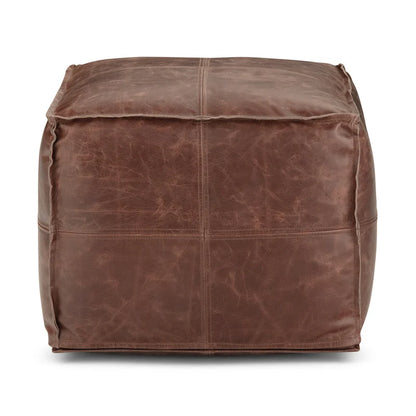 WYNDENHALL Erving Boho Square Pouf in Leather