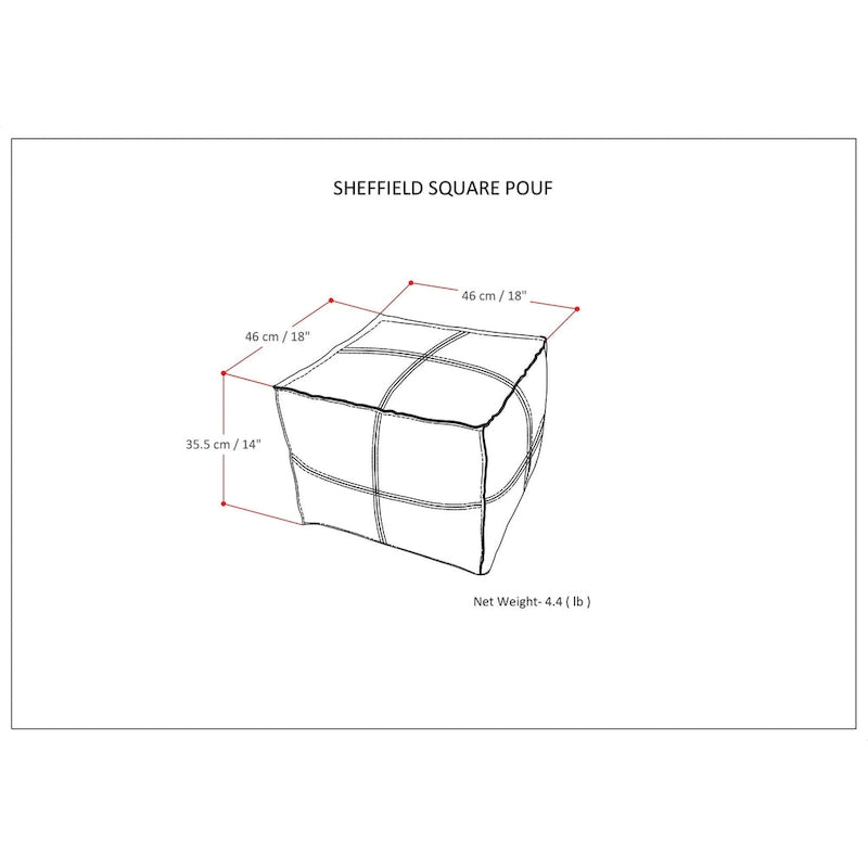 WYNDENHALL Erving Boho Square Pouf in Leather