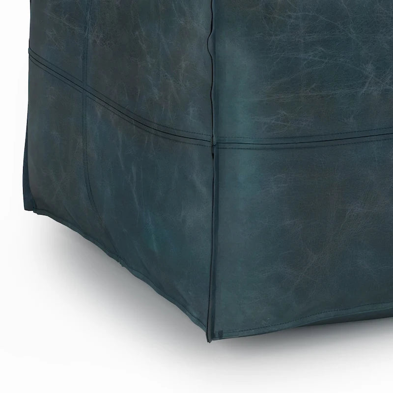 WYNDENHALL Erving Boho Square Pouf in Leather