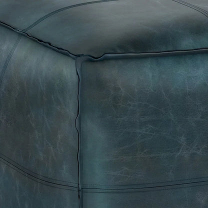 WYNDENHALL Erving Boho Square Pouf in Leather