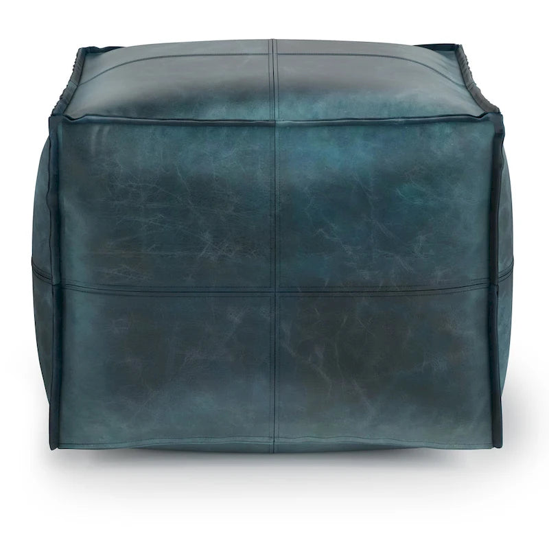WYNDENHALL Erving Boho Square Pouf in Leather