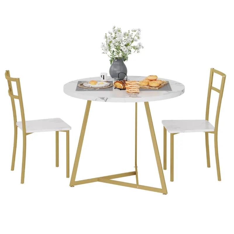 Kitchen Round Dining Table Set with 2 Chairs