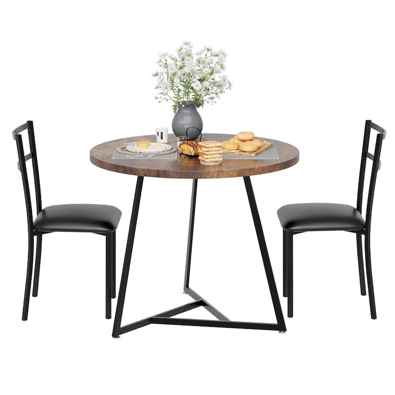 Kitchen Round Dining Table Set with 2 Chairs