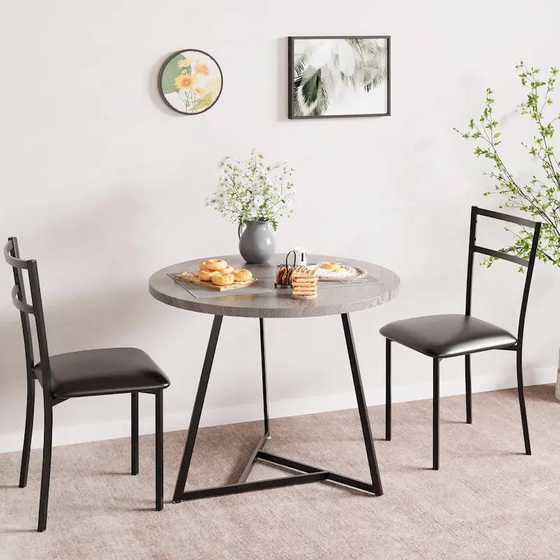 Kitchen Round Dining Table Set with 2 Chairs