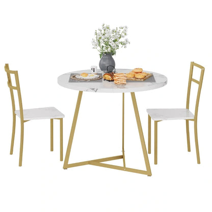 Kitchen Round Dining Table Set with 2 Chairs