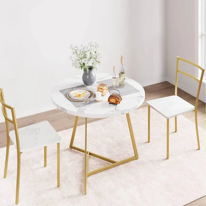 Kitchen Round Dining Table Set with 2 Chairs