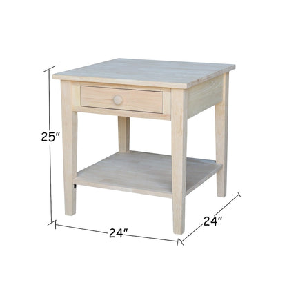 Spencer Square Solid Parawood End Table - 24 in. W x 24 in. D x 25 in. H