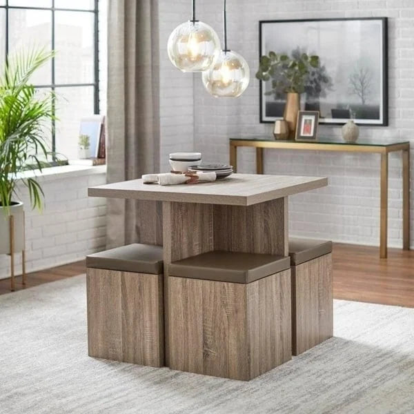 Simple Living Baxter 5-piece Table with Storage Ottoman Dining Set