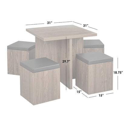 Simple Living Baxter 5-piece Table with Storage Ottoman Dining Set